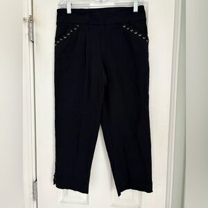 JM Collection Black Ankle Pants with Eyelet Detail